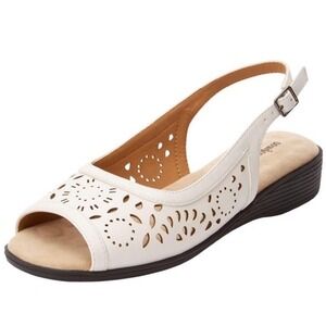 Comfortview Shoes Womens 10M Sandals Mary 21144 White Slingback Classic Open Toe